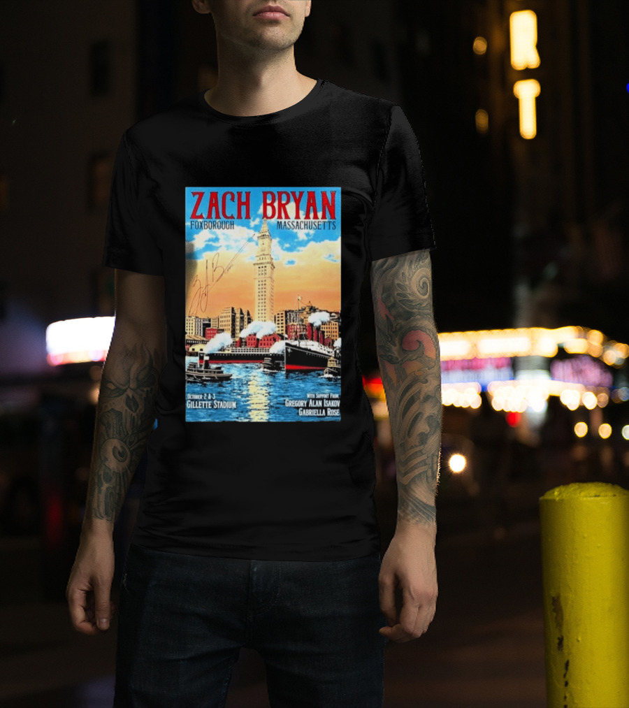 Zach Bryan Foxborough Massachusetts Gillette Stadium October 2 3 2026 Gregory Alan Isakov Gabriella Rose T-Shirt