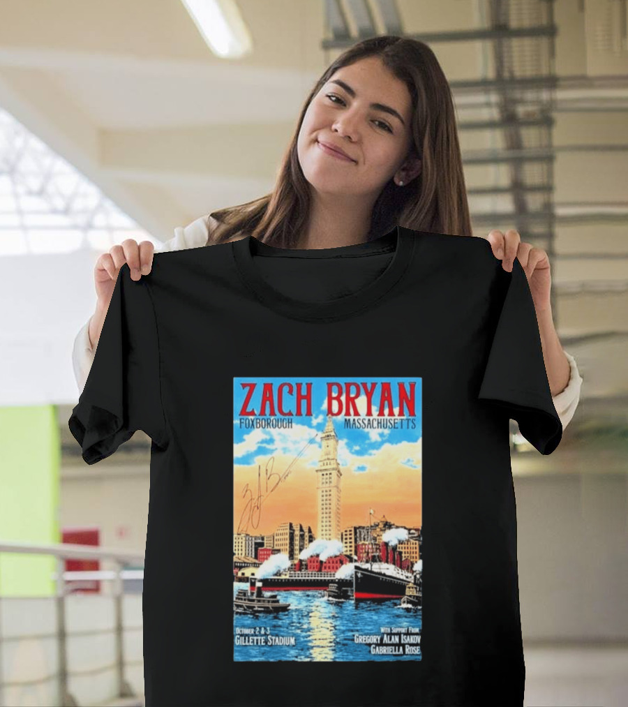 Zach Bryan Foxborough Massachusetts Gillette Stadium October 2 3 2026 Gregory Alan Isakov Gabriella Rose T-Shirt