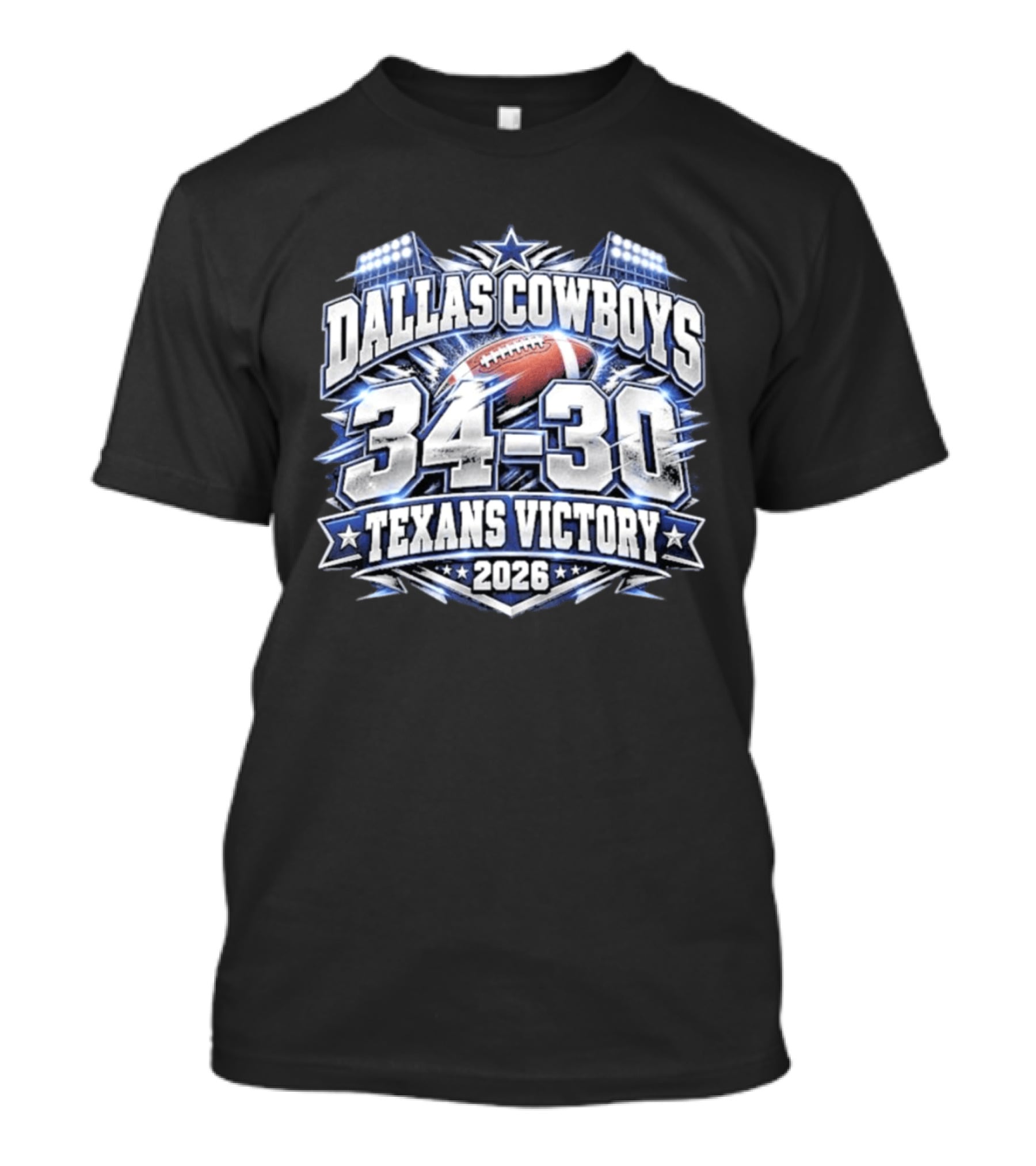 Dallas Cowboys 34 30 Texans Victory 2026 Football Scoreboard T-Shirt