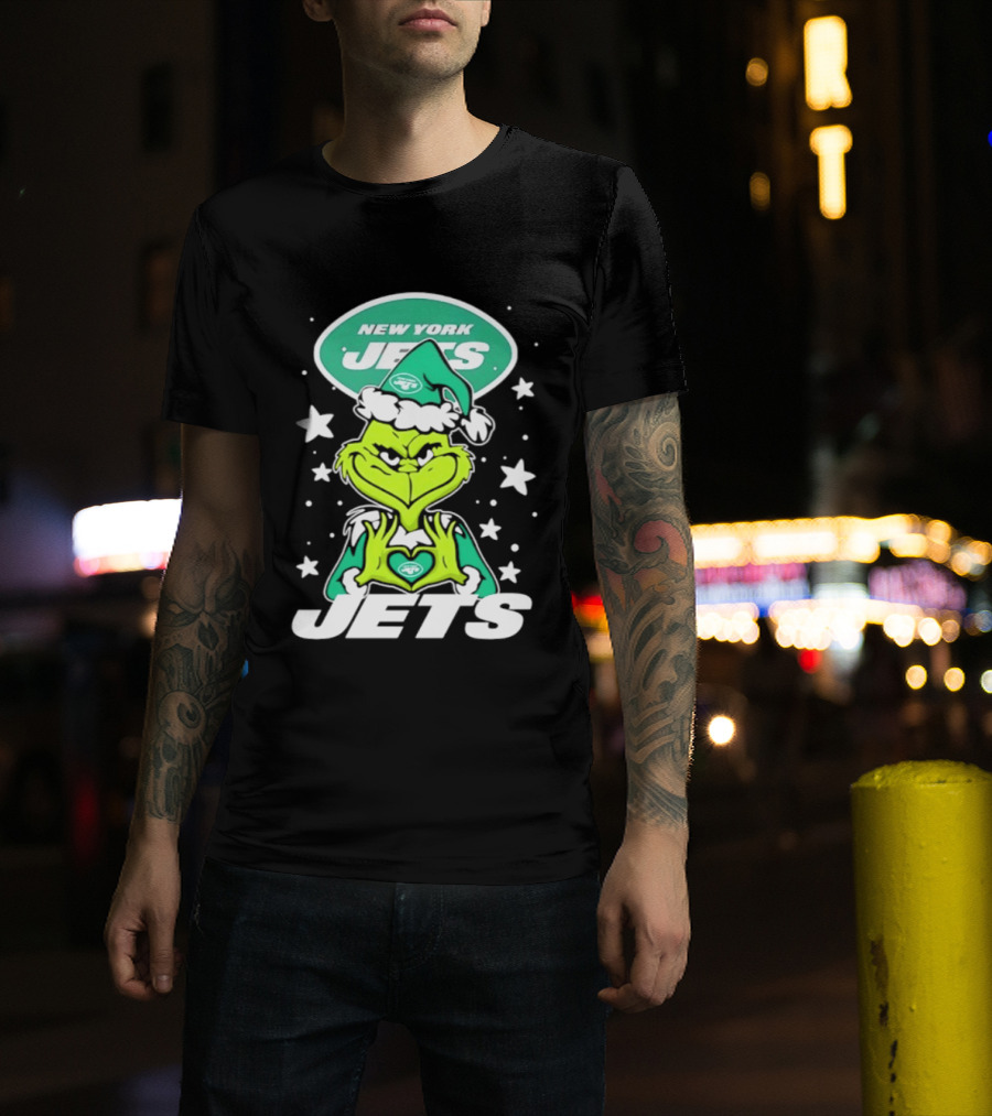 New York Jets Grinch Christmas 2026 Football Love Hands T-Shirt