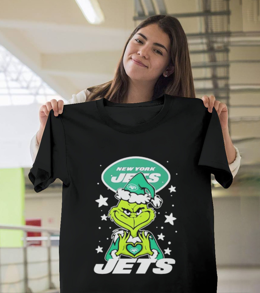 New York Jets Grinch Christmas 2026 Football Love Hands T-Shirt
