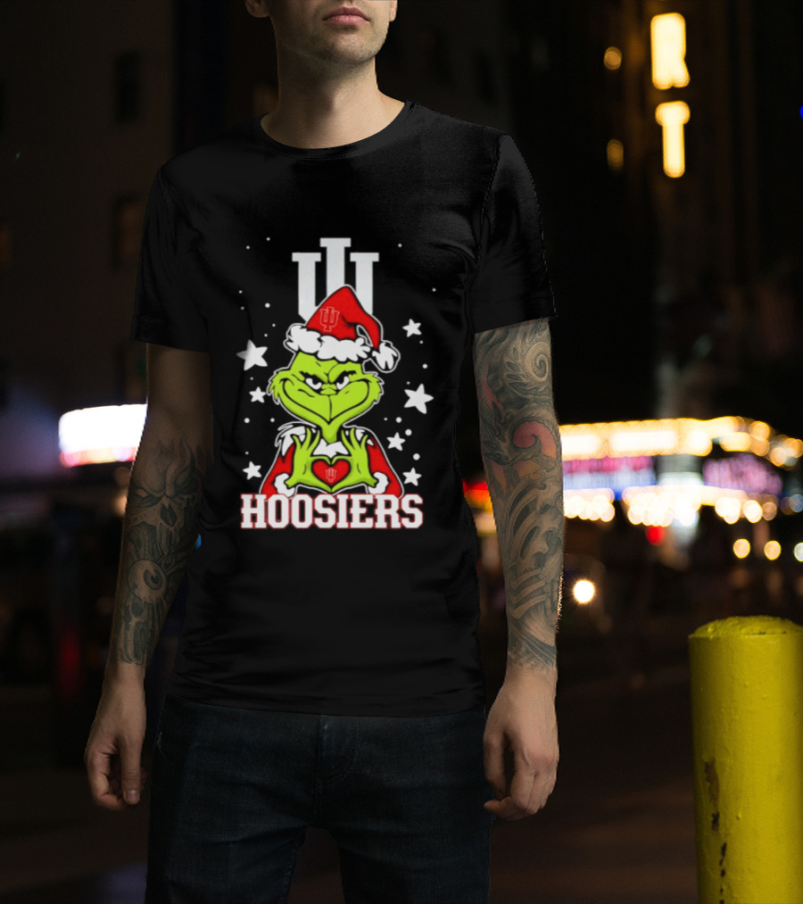 Indiana Hoosiers Grinch Christmas Love Hands 2026 Football T-Shirt