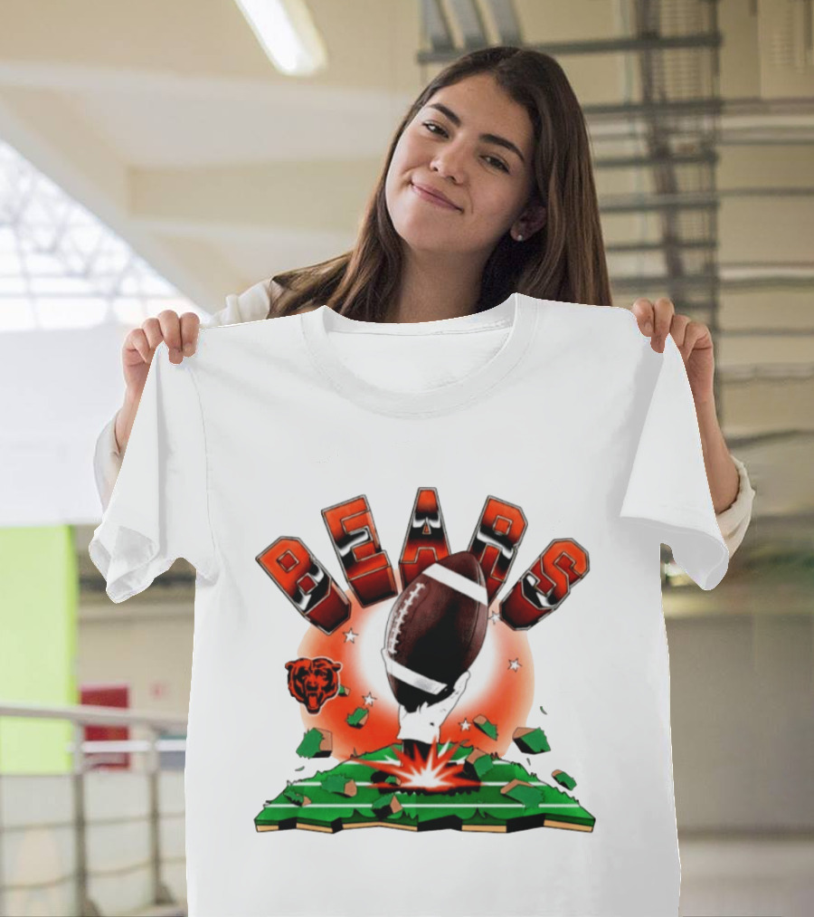 Chicago Bears 2026 Explode Clubhouse Football Logo Stars T-Shirt