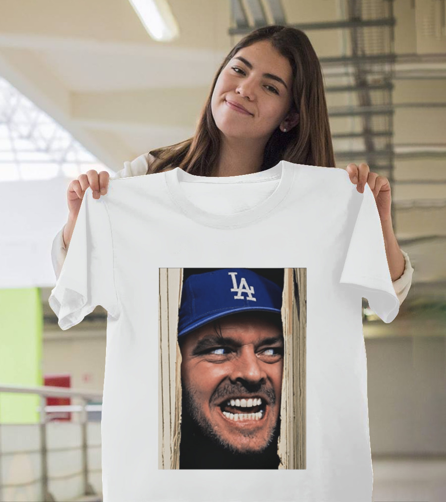 Jack Torrance LA Dodgers Hat Here's Johnny The Shining Baseball T-Shirt
