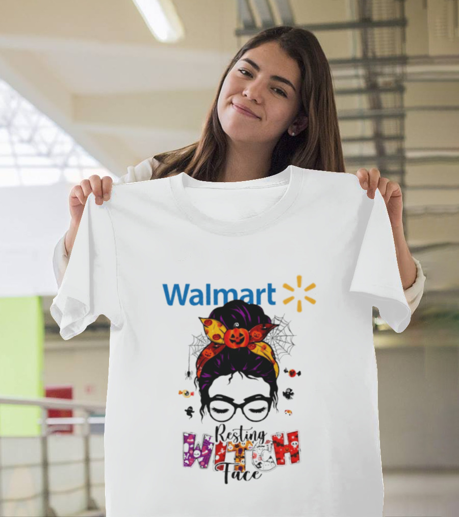 Walmart Resting Witch Face Halloween 2026 Pumpkin Glasses Fun T-Shirt
