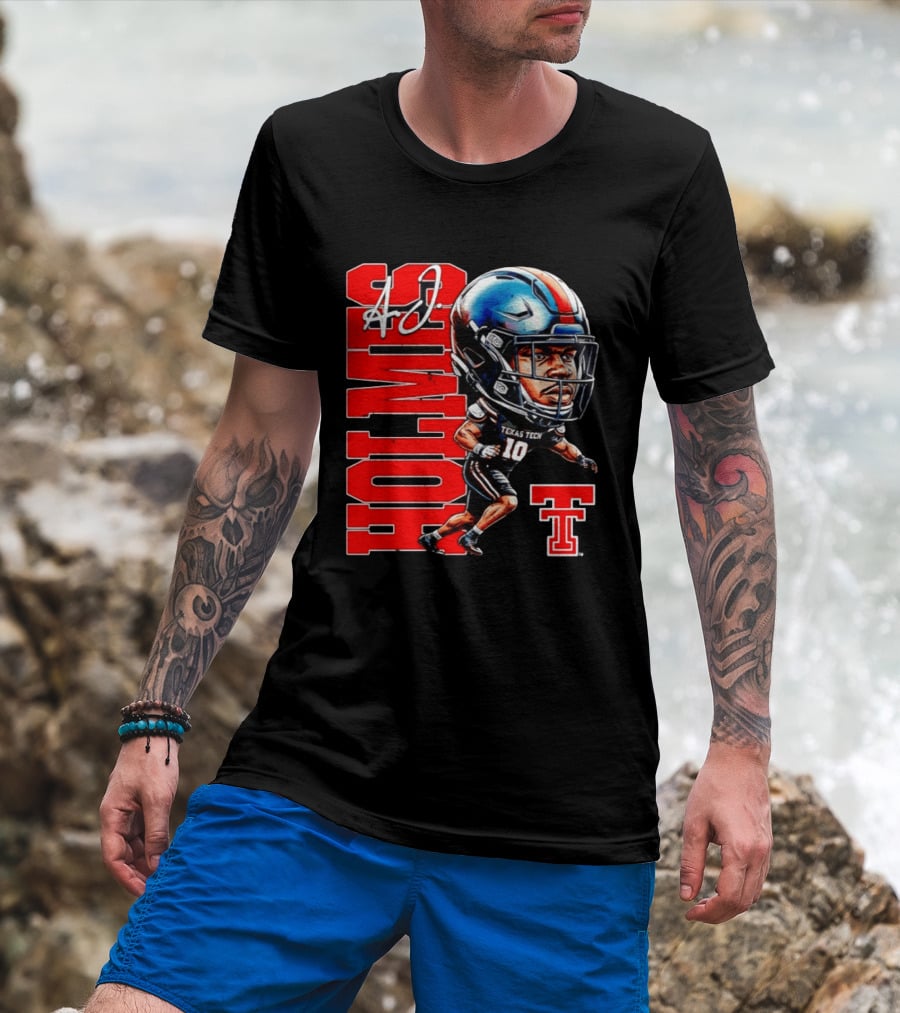 A.J. Holmes Jr Texas Tech Red Raiders Football FT NCAA Bobble Head T-Shirt