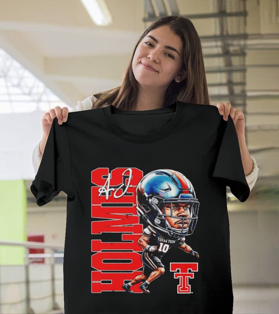A.J. Holmes Jr Texas Tech Red Raiders Football FT NCAA Bobble Head T-Shirt