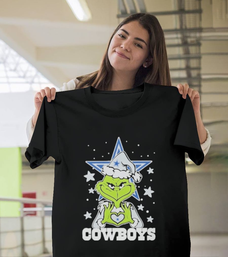 Dallas Cowboys Grinch Love Hands Christmas Star 2026 Football T-Shirt