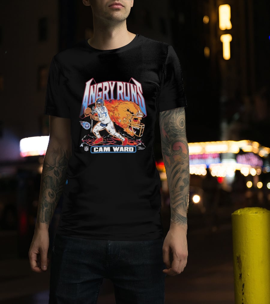 Angry Runs Cam Ward NFL Titan Flame Football Player T-Shirt