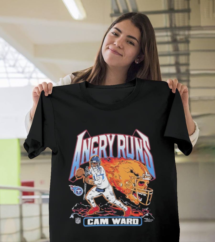 Angry Runs Cam Ward NFL Titan Flame Football Player T-Shirt