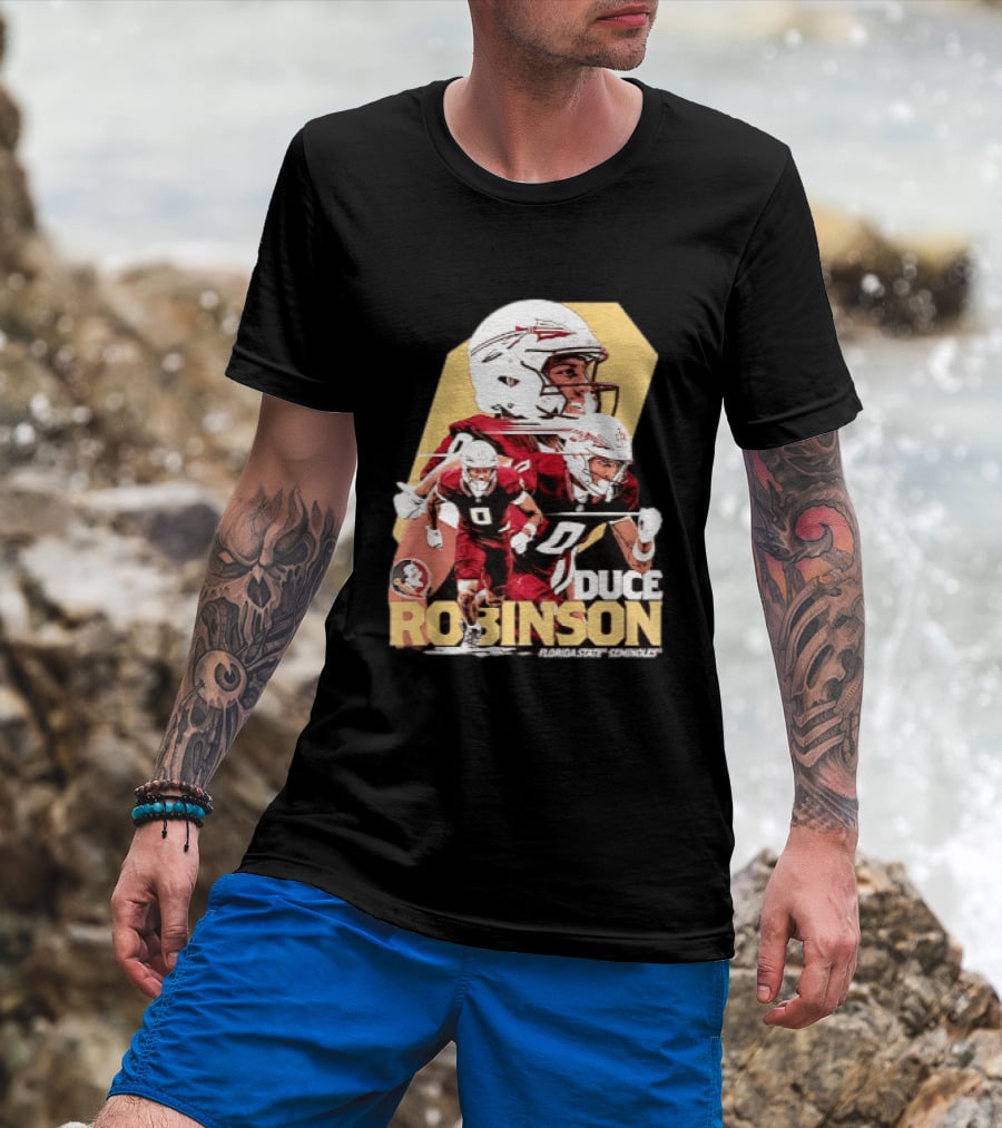 Duce Robinson Florida State Seminoles Football NCAA Player Action Montage T-Shirt