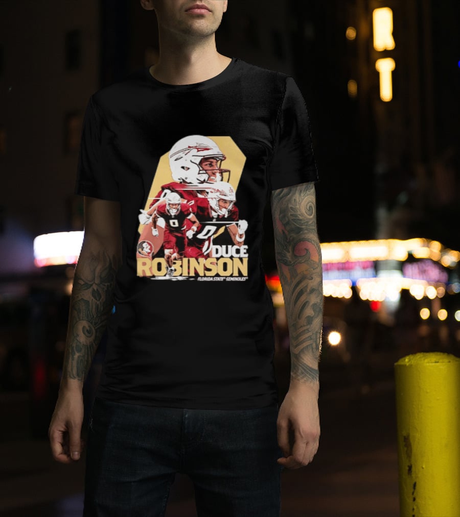 Duce Robinson Florida State Seminoles Football NCAA Player Action Montage T-Shirt