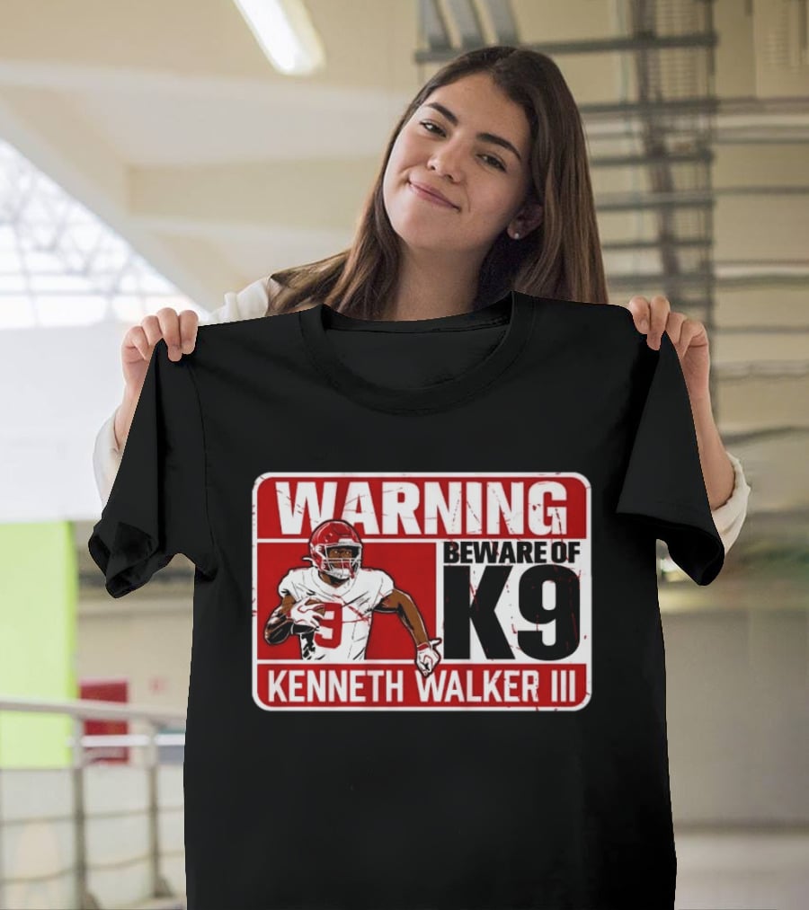 Kenneth Walker III Warning Beware Of K9 Football Player T-Shirt