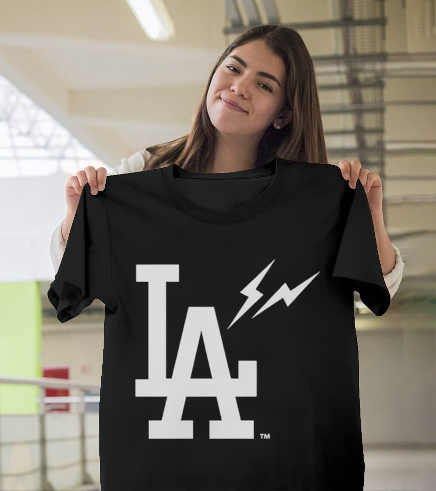 Los Angeles Dodgers Fragment LA Thunder Lightning Bolt T-Shirt