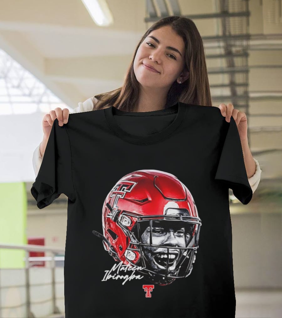 Mateen Ibirogba Texas Tech Red Raiders Football NCAA Game Face Helmet TTU T-Shirt