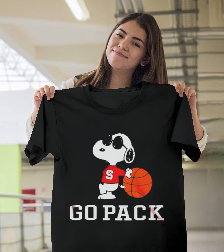 Snoopy NC State Wolfpack Basketball Go Pack T-Shirt