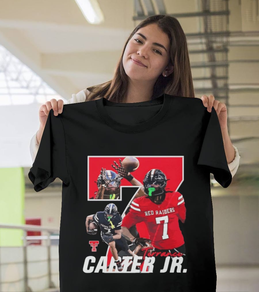 Terrance Carter Jr Red Raiders Texas Tech Football Player Collage NCAA Number 7 T-Shirt