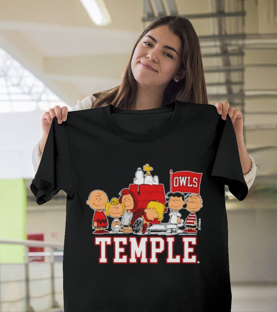 Peanuts Snoopy Temple Owls Football Lucy Charlie Brown Woodstock T-Shirt