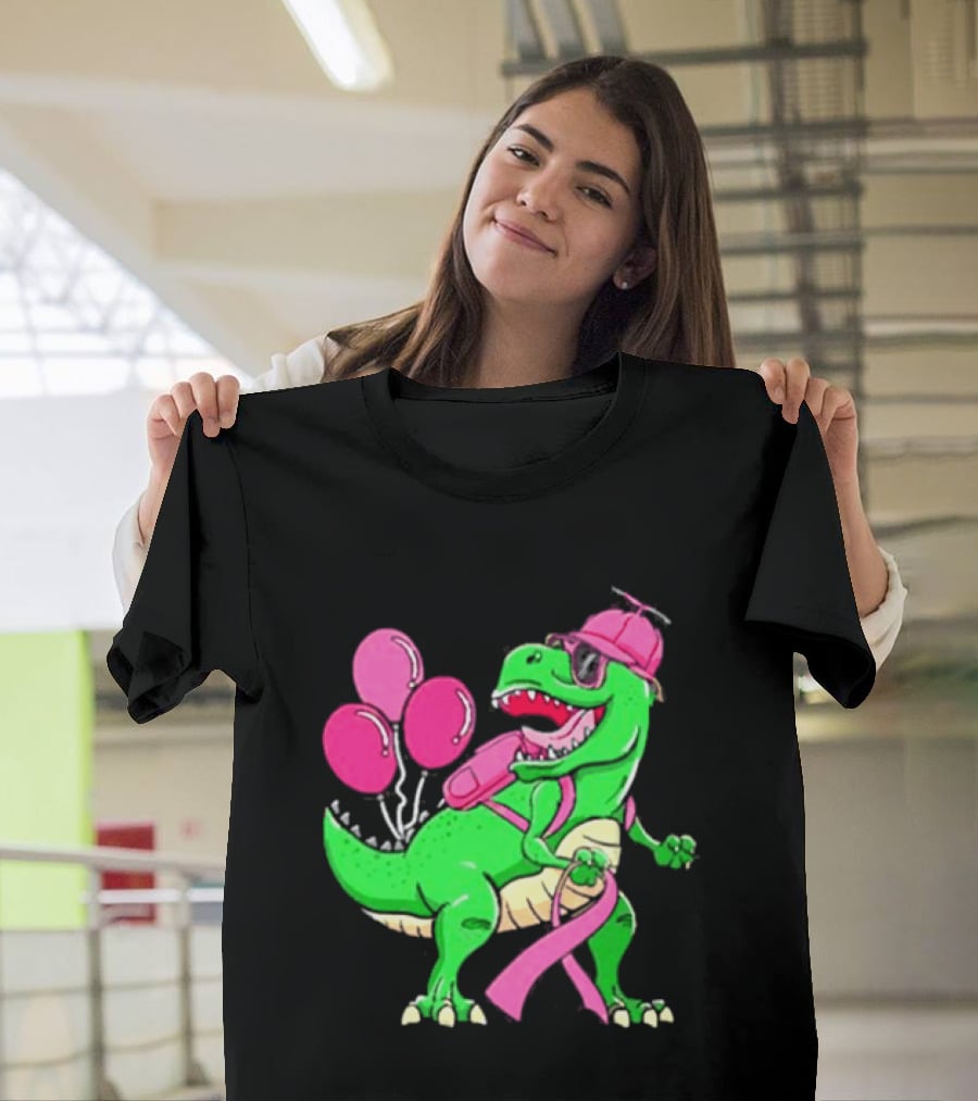 T Rex Party With Pink Balloons And Ribbon Accessories T-Shirt