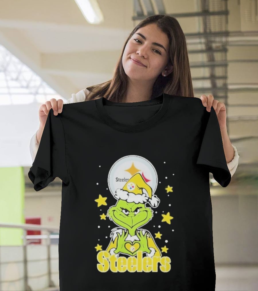 Pittsburgh Steelers Grinch Christmas Love Hands 2026 Football T-Shirt