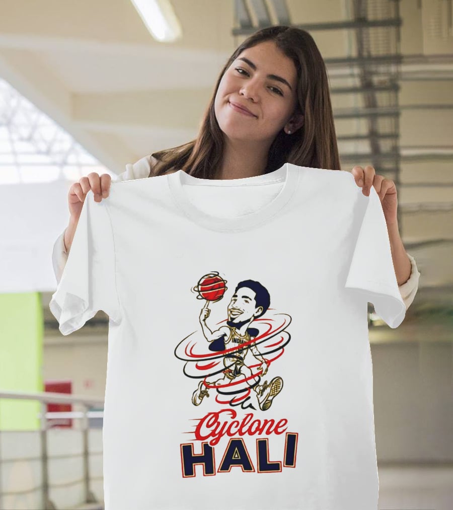 2026 Cyclone Hali Basketball Illustration Red Gold T-Shirt