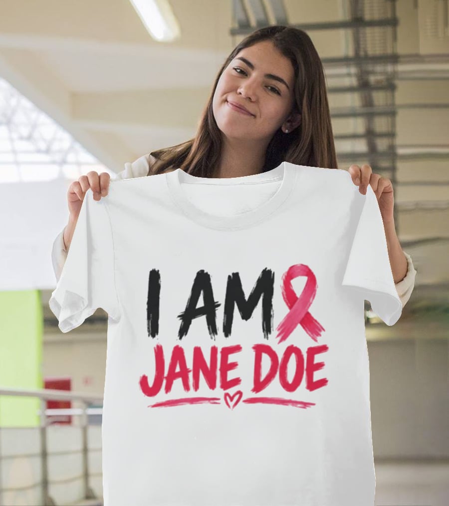 I Am Jane Doe Pink Ribbon Heart Awareness T-Shirt