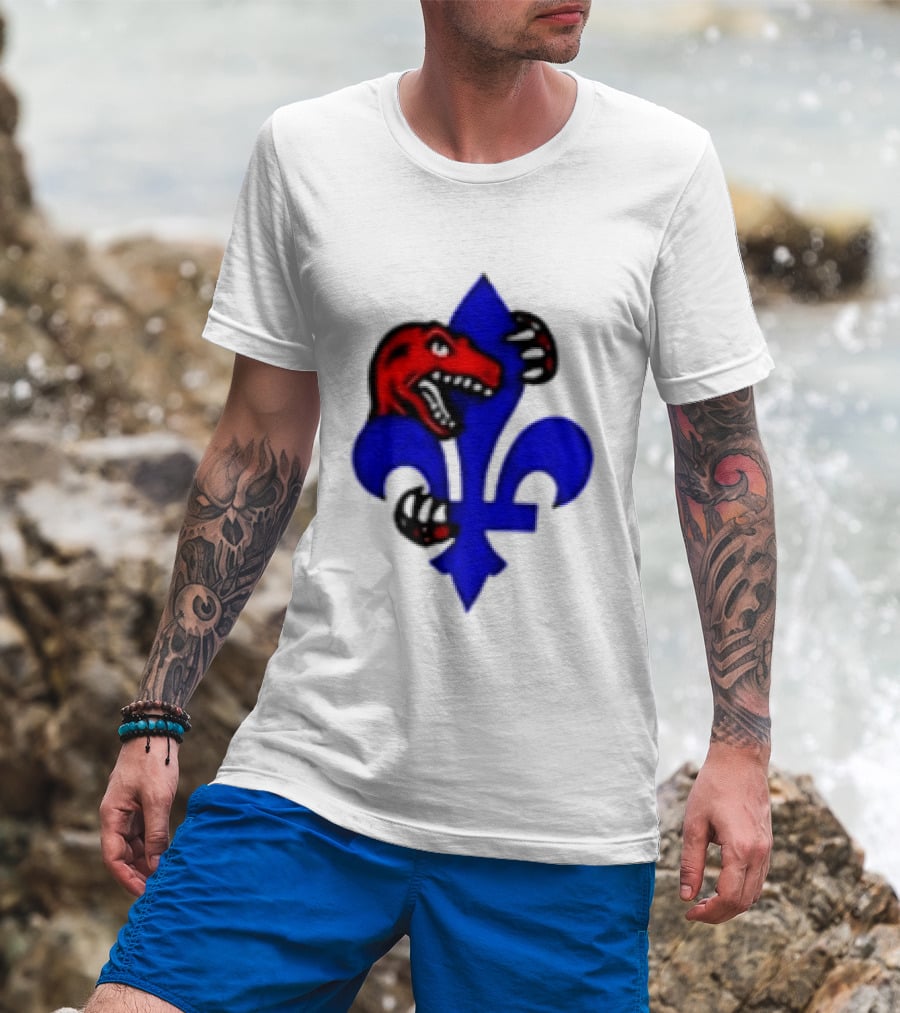 Toronto Raptors Vs Miami Heat Ville De Quebec 2026 Two Sided Fleur De Lis Raptors Claw T-Shirt