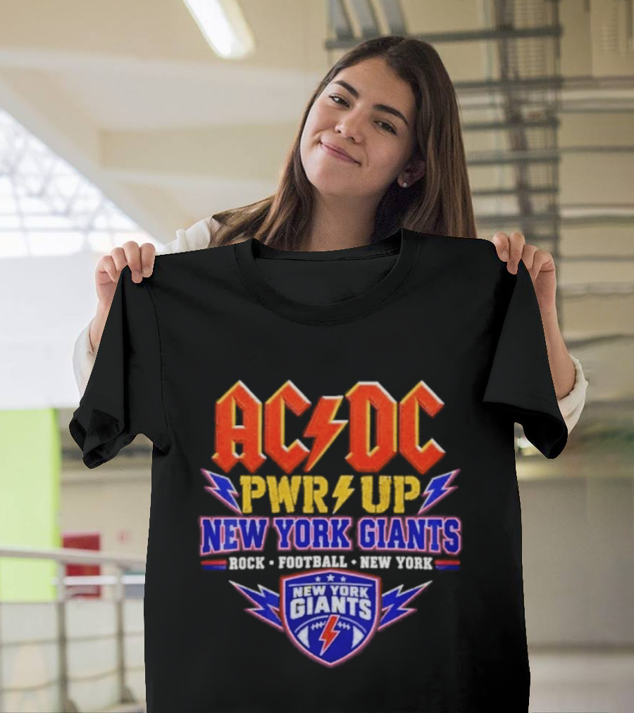 ACDC PWR UP New York Giants Rock Football Tour T-Shirt