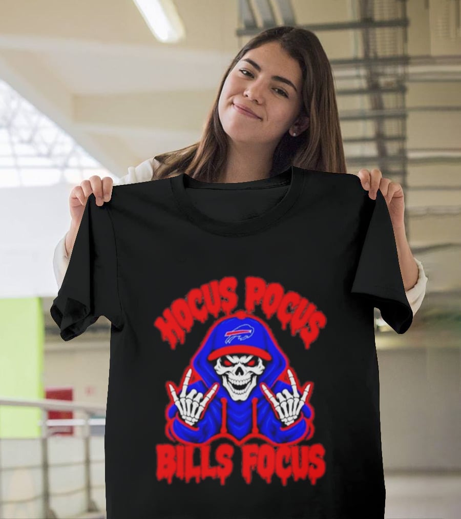 Hocus Pocus Bills Focus Buffalo Bills Skull Skeleton Fan T-Shirt