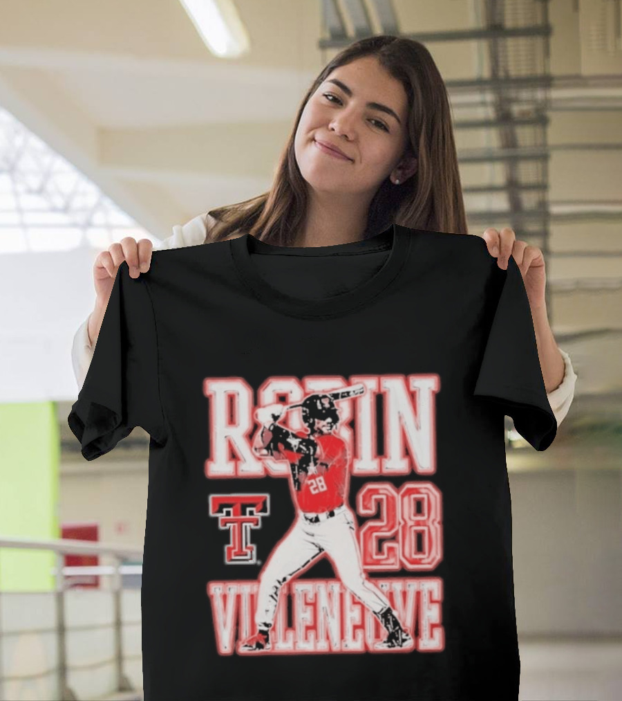 Robin Villeneuve Texas Tech Red Raiders 28 Baseball NCAA Swing T-Shirt