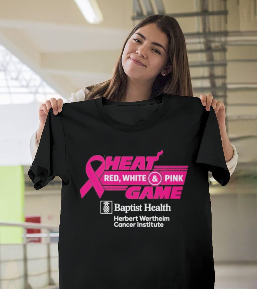 Breast Cancer Awareness Heat Game Red White Pink Baptist Health Herbert Wertheim T-Shirt