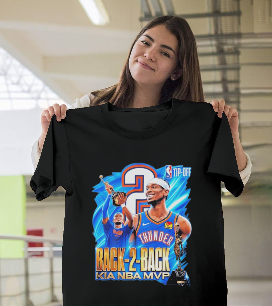 Kia NBA MVP Thunder Back 2 Back Shai Gilgeous Alexander 2026 T-Shirt