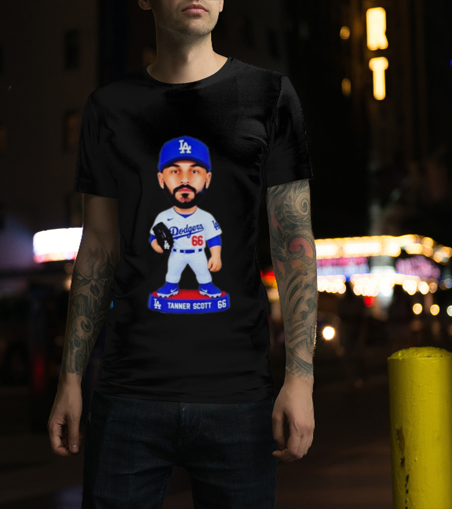 Tanner Scott Los Angeles Dodgers Number 66 Bobblehead Collectible T-Shirt