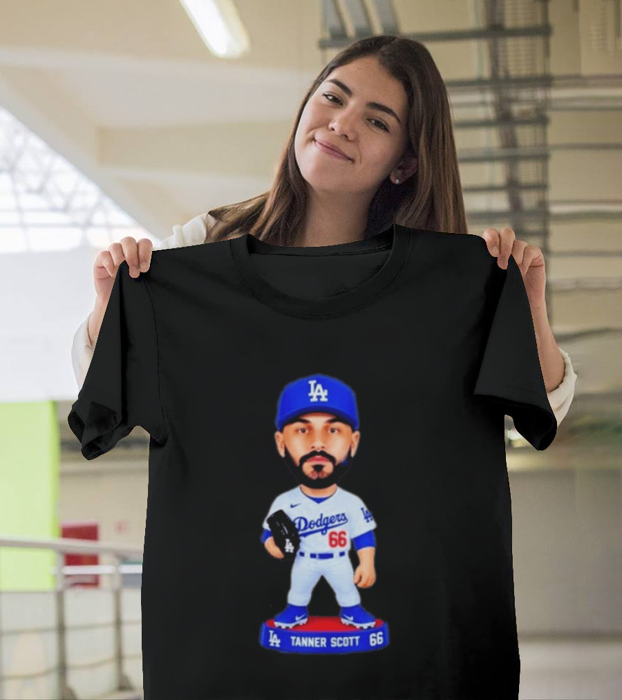 Tanner Scott Los Angeles Dodgers Number 66 Bobblehead Collectible T-Shirt
