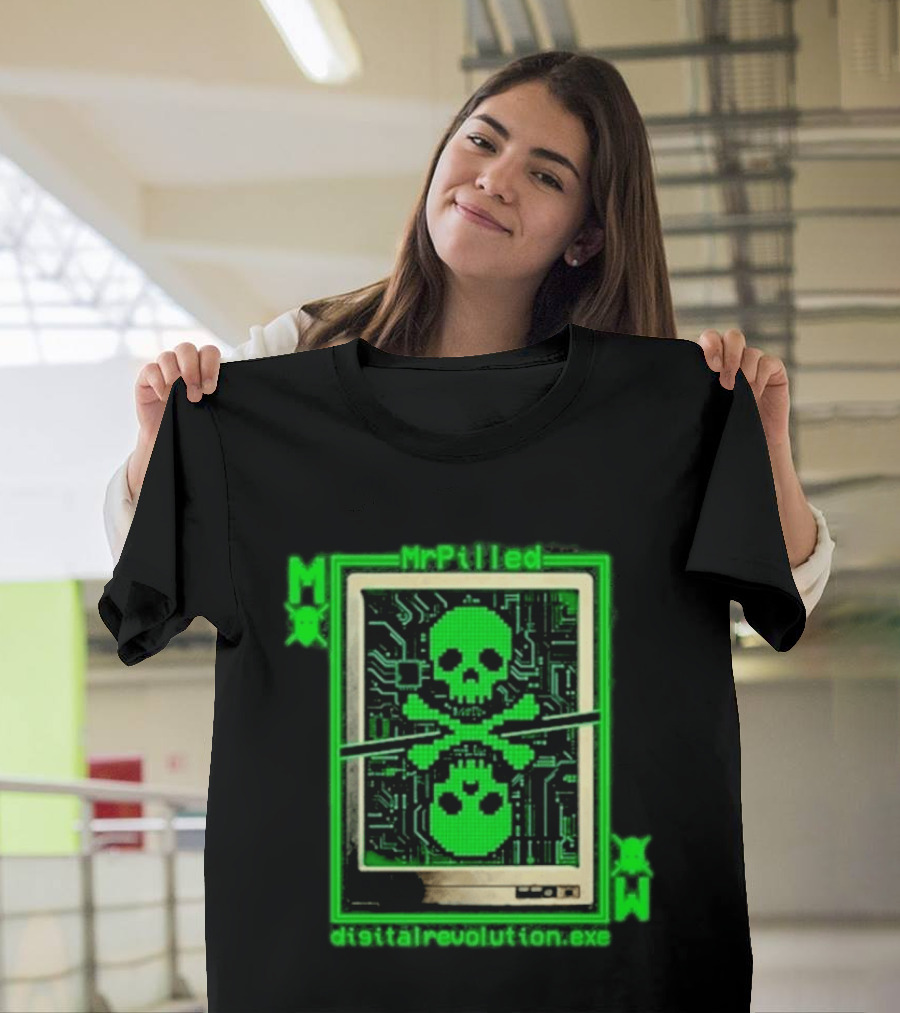 MrPilled DigitalRevolution.exe Hacker Cyber Circuitry Skull T-Shirt