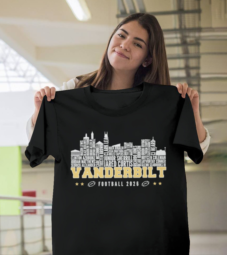 Vanderbilt Football 2026 City Skyline Players Names T-Shirt