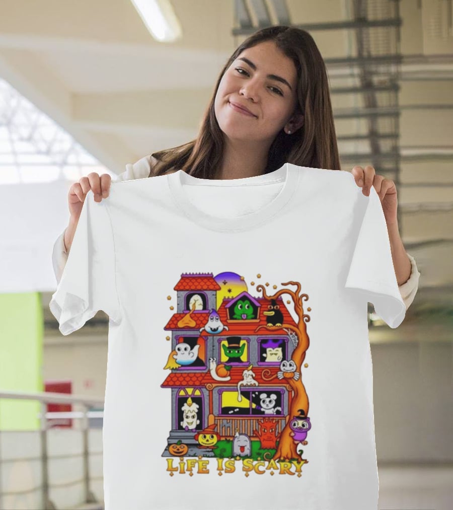 Life Is Scary Spooky Haunted House Halloween T-Shirt