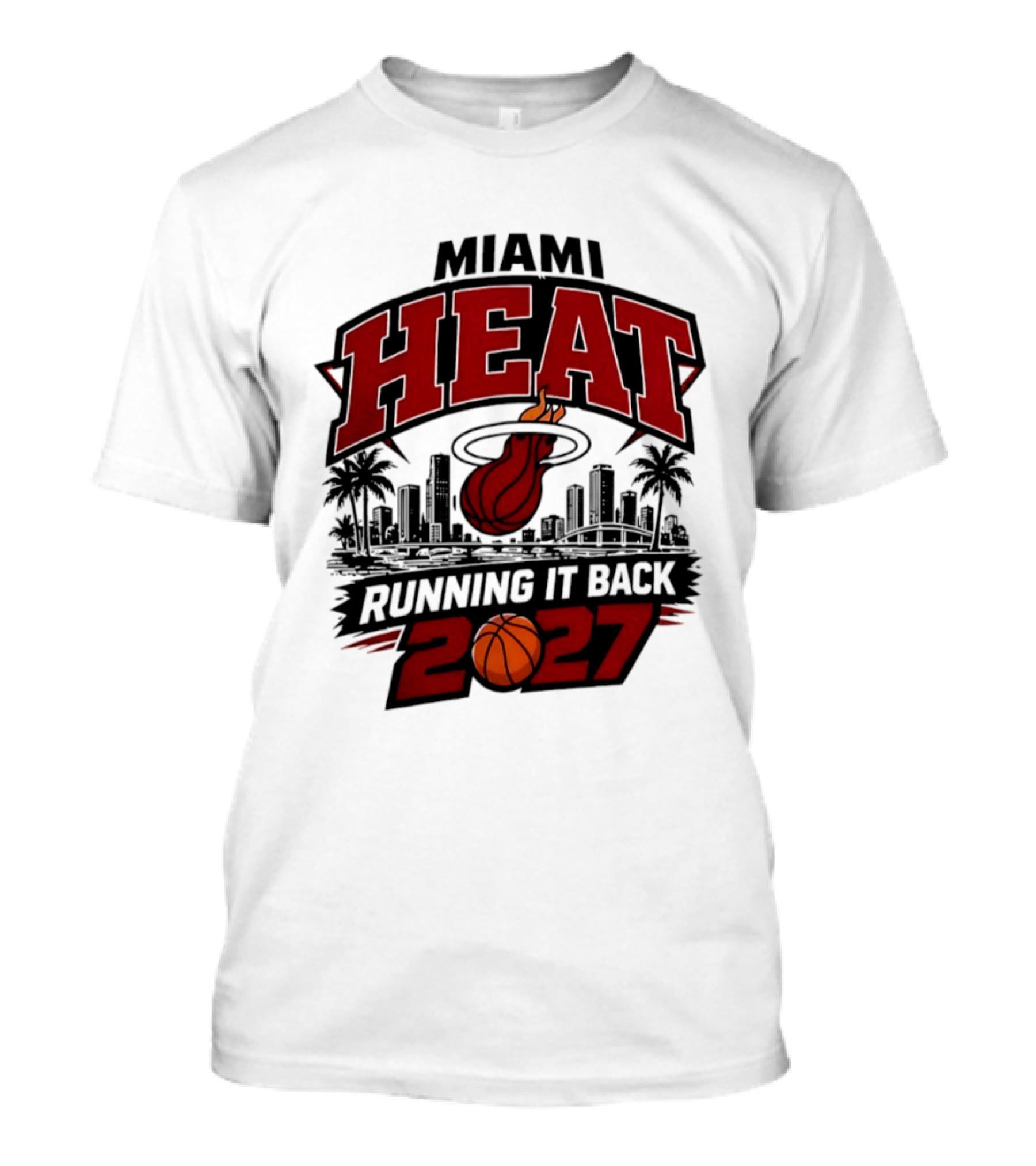 Miami Heat Running It Back 2027 NBA Basketball Skyline T-Shirt