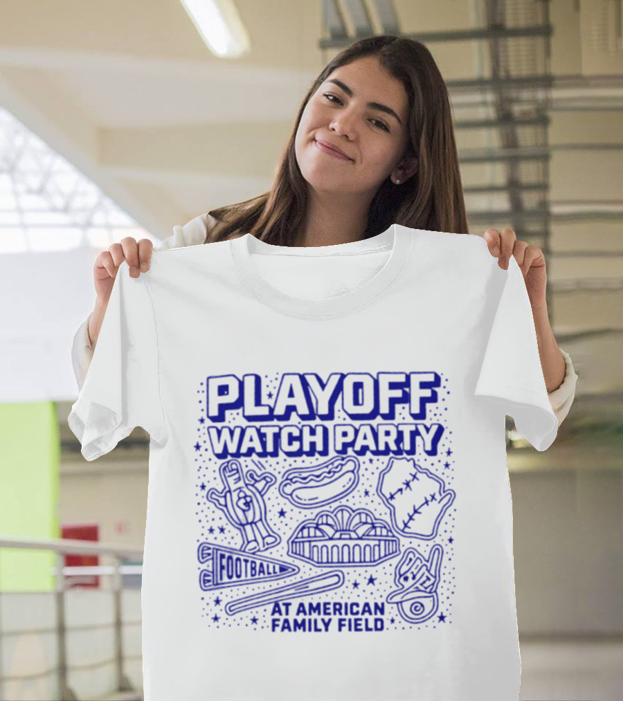 Milwaukee Brewers Playoff Party At American Family Field Baseball Hot Dog Event T-Shirt