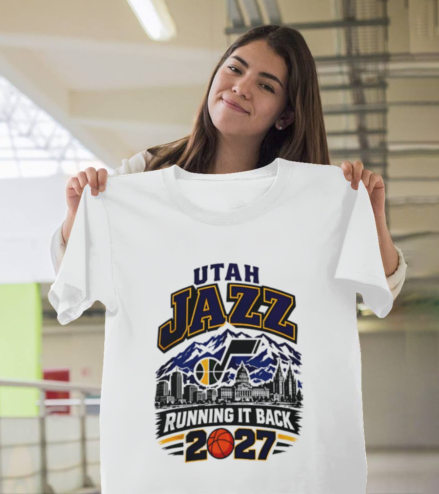 Utah Jazz Basketball Running It Back 2027 Skyline T-Shirt