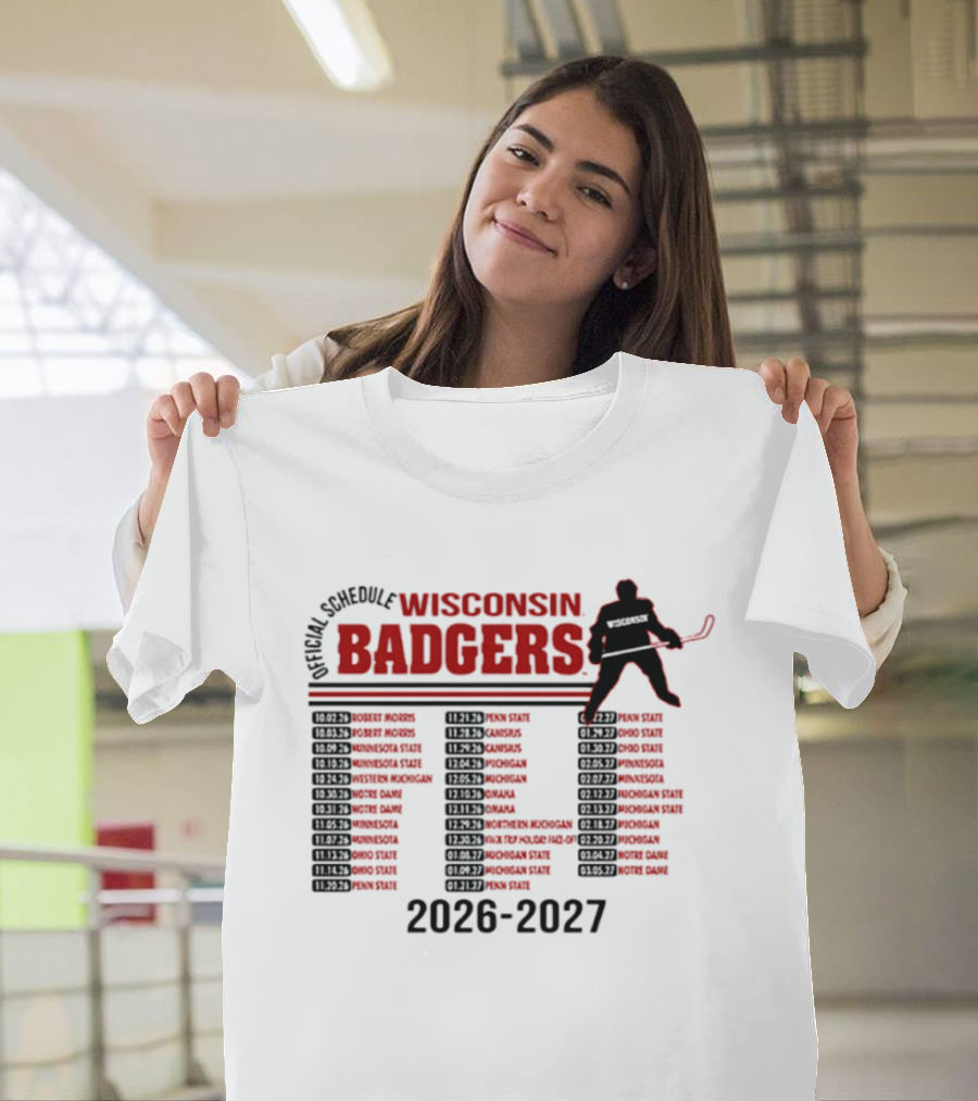 Wisconsin Badgers Men's Hockey 2026 2027 Official Schedule T-Shirt