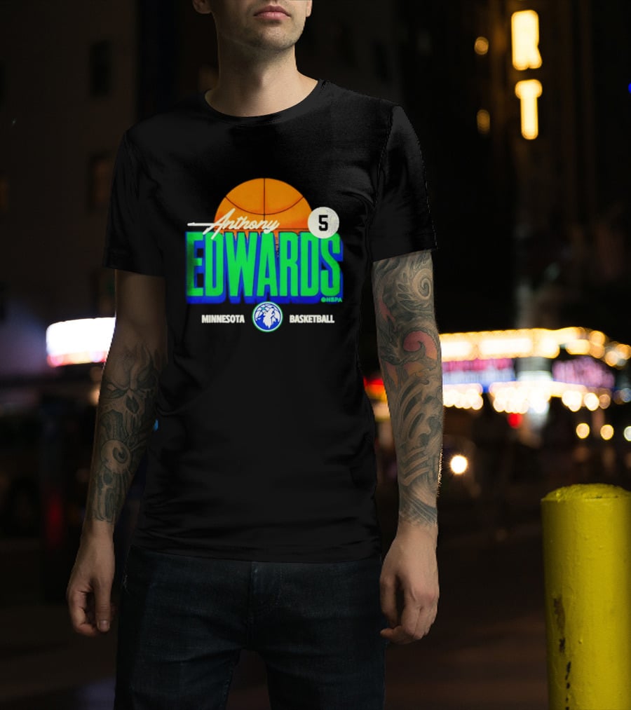 Anthony Edwards 5 Minnesota Basketball Timberwolves Player T-Shirt