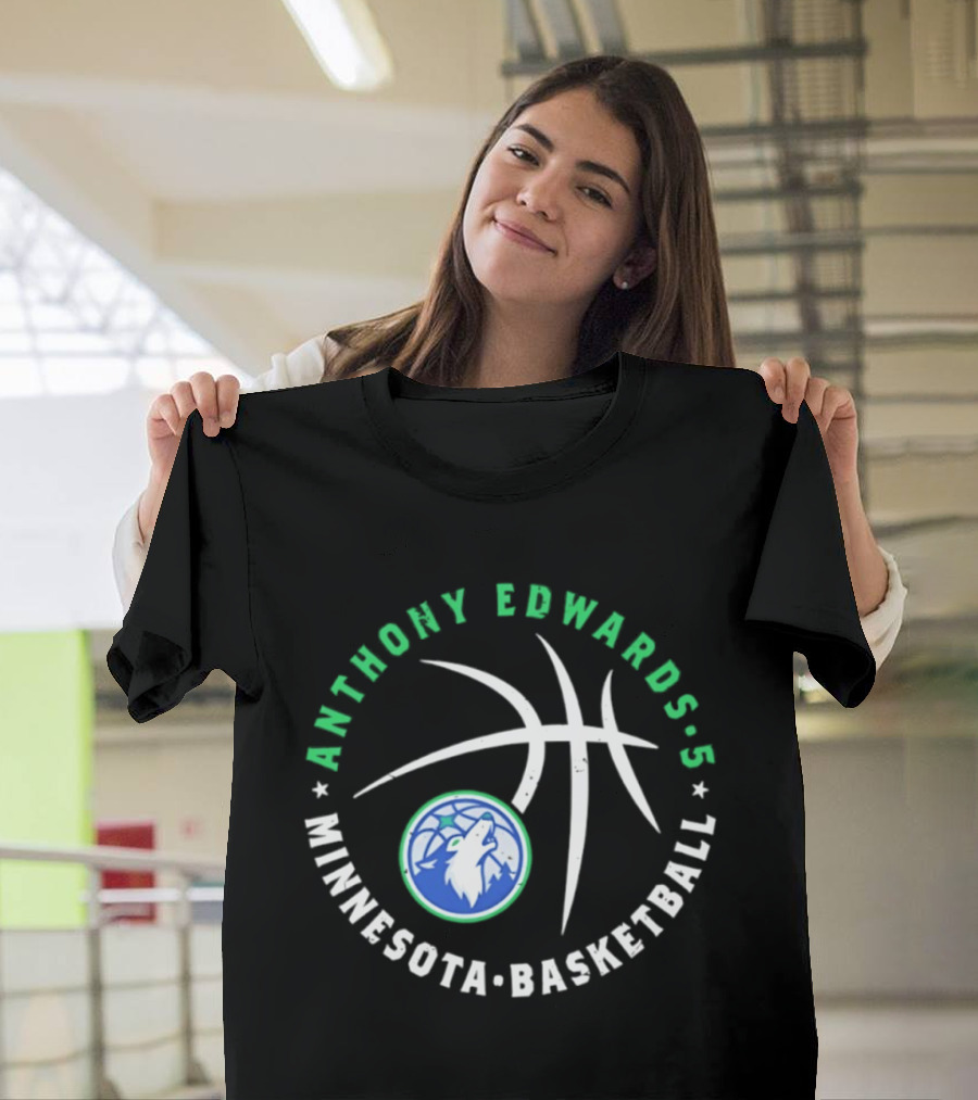 Anthony Edwards Minnesota Basketball Timberwolves Player Ball T-Shirt