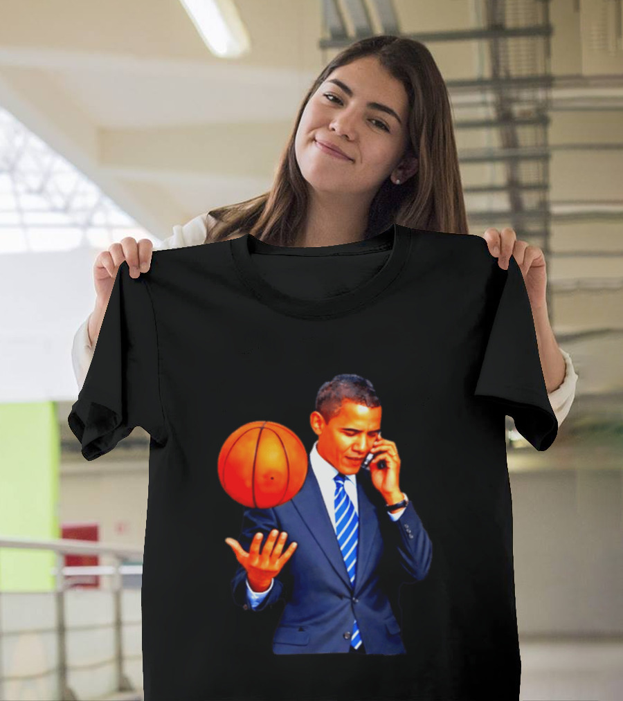 Barack Obama Basketball Phone Call In Suit And Tie T-Shirt