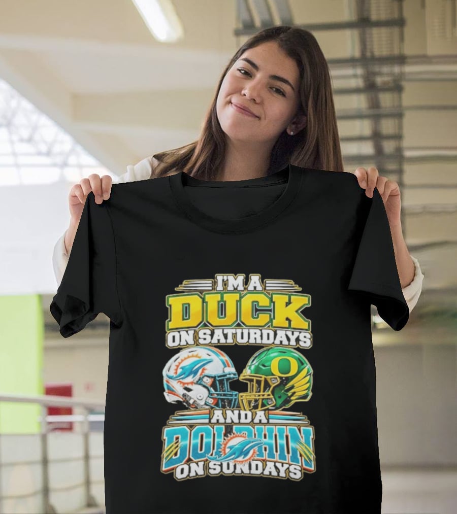 I'm A Duck On Saturdays And A Dolphin On Sundays Football Helmets T-Shirt