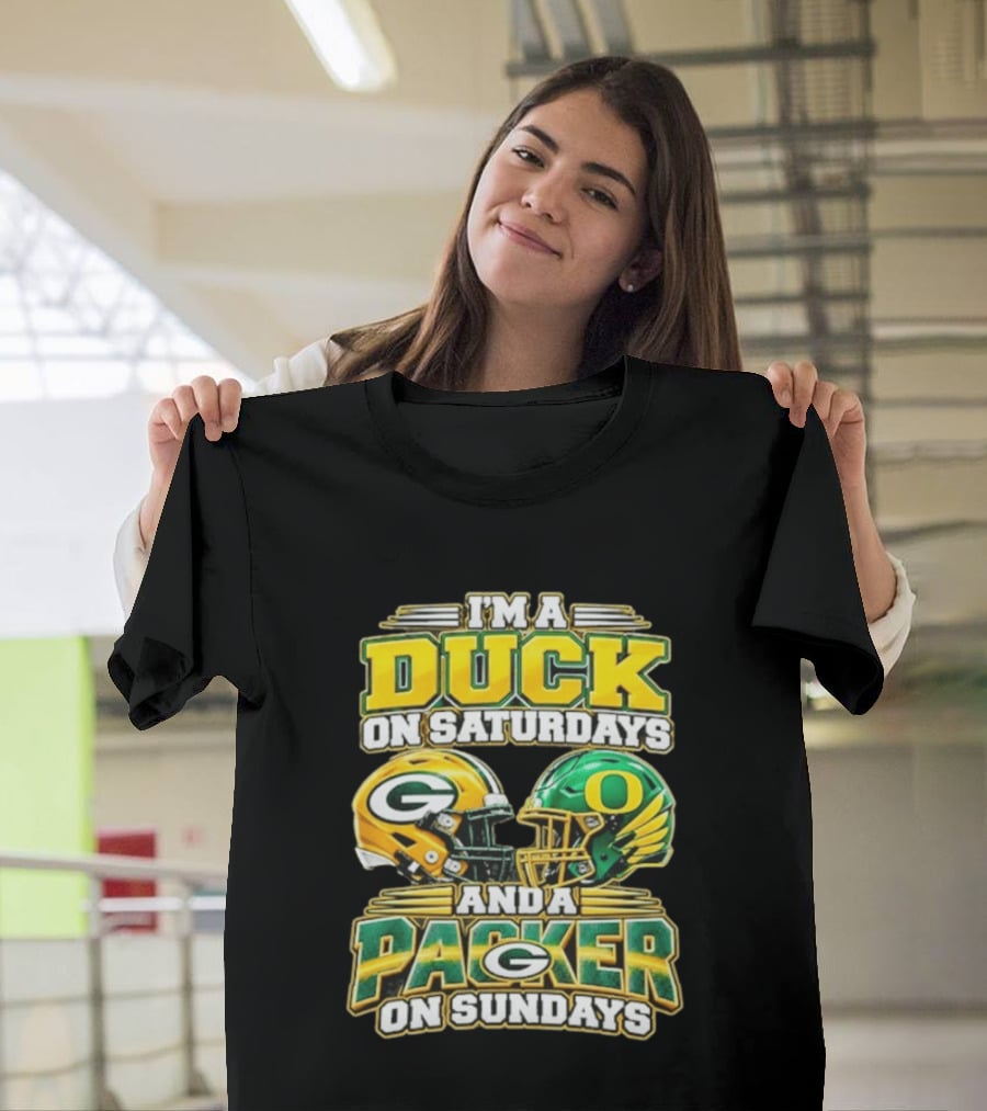 I'm A Duck On Saturdays And A Packer On Sundays Football Helmets T-Shirt