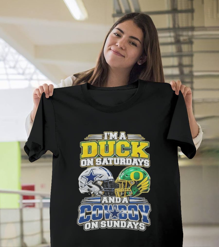 I'm A Duck On Saturdays And A Cowboy On Sundays Football Helmets T-Shirt