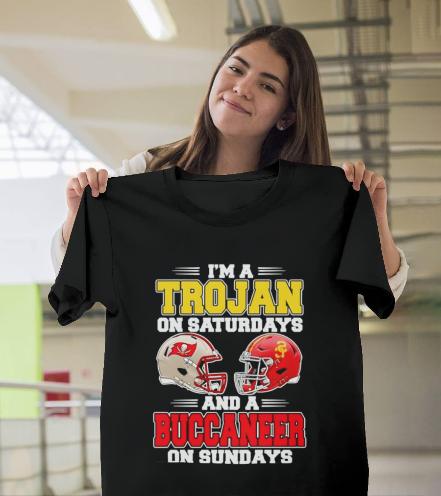 I'm A Trojan On Saturdays And A Buccaneer On Sundays Football Helmet T-Shirt