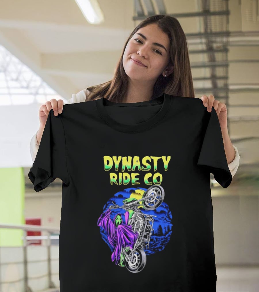 Dynasty Ride Co Ghostface 2026 Halloween Motorcycle Adventure T-Shirt