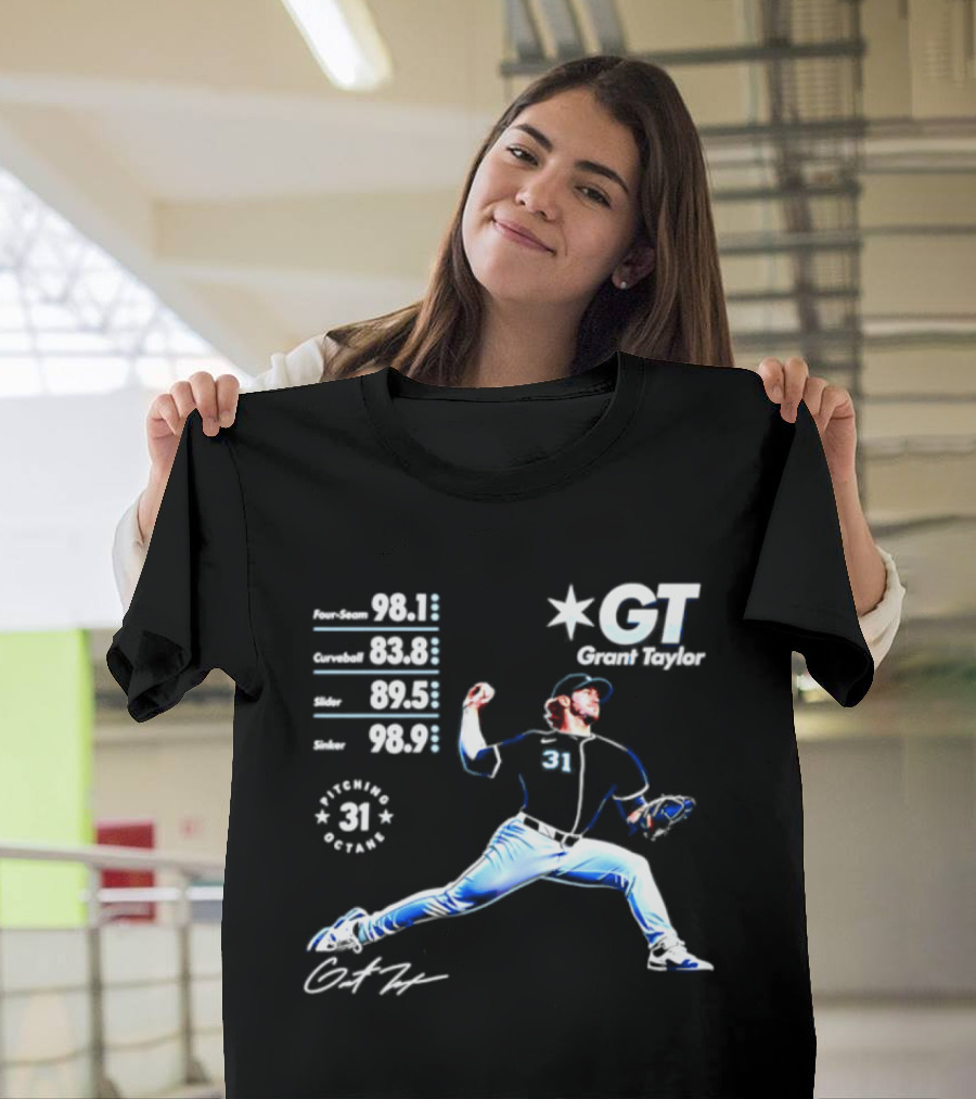 Grant Taylor 31 Chicago White Sox Pitcher Velocity Stats Octane Baseball T-Shirt